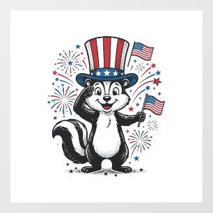 Patriotisches Stinktier Vintage-Feuerwerk Grafik-S Fensteraufkleber