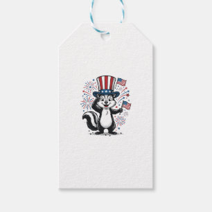 Patriotisches Stinktier Vintage-Feuerwerk Grafik-S Geschenkanhänger