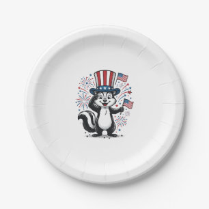 Patriotisches Stinktier Vintage-Feuerwerk Grafik-S Pappteller