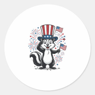 Patriotisches Stinktier Vintage-Feuerwerk Grafik-S Runder Aufkleber