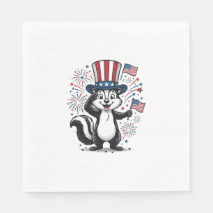 Patriotisches Stinktier Vintage-Feuerwerk Grafik-S Serviette