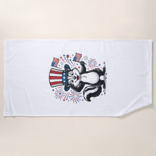 Patriotisches Stinktier Vintage-Feuerwerk Grafik-S Strandtuch