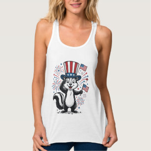 Patriotisches Stinktier Vintage-Feuerwerk Grafik-S Tank Top