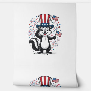Patriotisches Stinktier Vintage-Feuerwerk Grafik-S Tapete