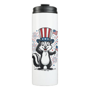 Patriotisches Stinktier Vintage-Feuerwerk Grafik-S Thermosbecher