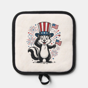 Patriotisches Stinktier Vintage-Feuerwerk Grafik-S Topflappen