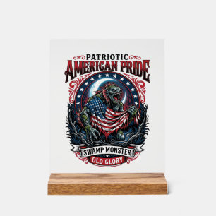 Patriotisches Sumpfmonster Old Glory Horror Monste Acrylschild