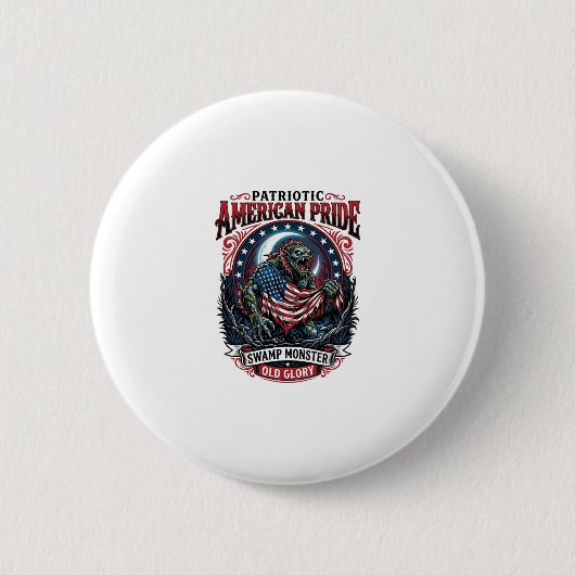 Patriotisches Sumpfmonster Old Glory Horror Monste Button (Vorderseite)