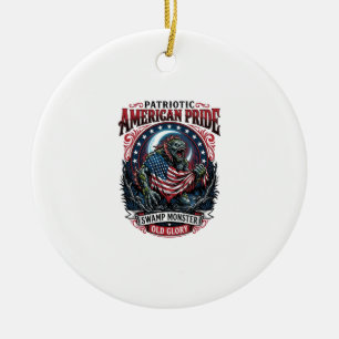 Patriotisches Sumpfmonster Old Glory Horror Monste Keramik Ornament