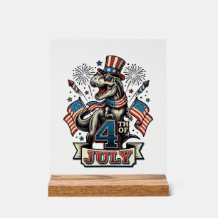 Patriotisches T-Rex 4. Juli Vintage-Shirt-Design_1 Acrylschild