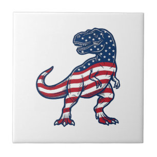 Patriotisches T-Rex Amerikanische Flagge Dinosauri Fliese