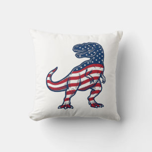 Patriotisches T-Rex Amerikanische Flagge Dinosauri Kissen