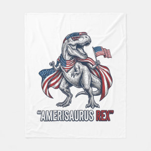 Patriotisches T-Rex Amerisaurus Rex Weißes Shirt D Fleecedecke