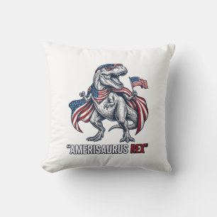 Patriotisches T-Rex Amerisaurus Rex Weißes Shirt D Kissen