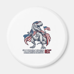 Patriotisches T-Rex Amerisaurus Rex Weißes Shirt D Magnet