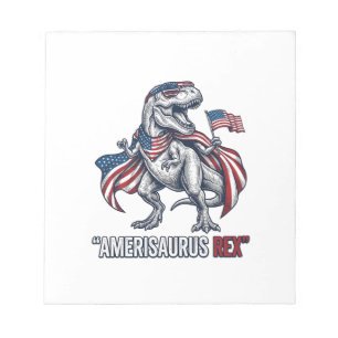 Patriotisches T-Rex Amerisaurus Rex Weißes Shirt D Notizblock