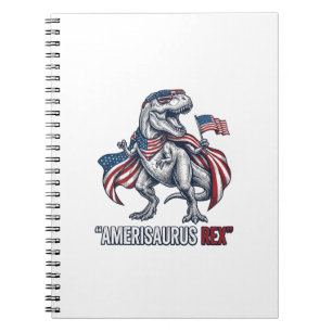 Patriotisches T-Rex Amerisaurus Rex Weißes Shirt D Notizblock