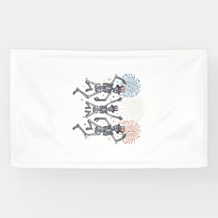 Patriotisches Tanz-Skelett-Feuerwerk Vintage-Shirt Banner
