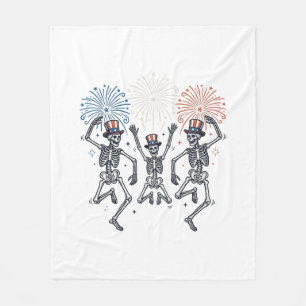 Patriotisches Tanz-Skelett-Feuerwerk Vintage-Shirt Fleecedecke