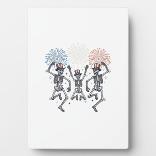 Patriotisches Tanz-Skelett-Feuerwerk Vintage-Shirt Fotoplatte