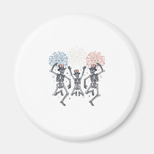 Patriotisches Tanz-Skelett-Feuerwerk Vintage-Shirt Magnet