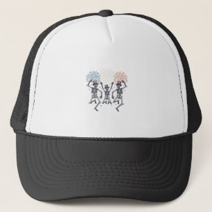 Patriotisches Tanz-Skelett-Feuerwerk Vintage-Shirt Truckerkappe