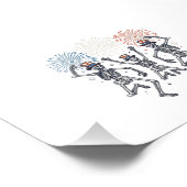 Patriotisches Tanzendes Skelett Feuerwerk Vintage- Fotodruck (Ecke)