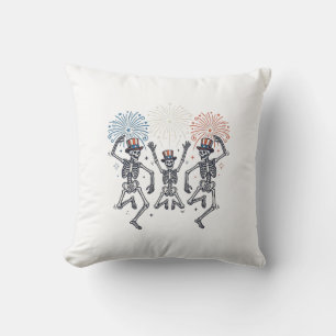 Patriotisches Tanzendes Skelett Feuerwerk Vintage- Kissen