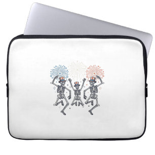 Patriotisches tanzendes Skelett-Feuerwerk Vintage- Laptopschutzhülle