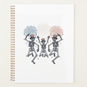 Patriotisches tanzendes Skelett-Feuerwerk Vintage- Planer