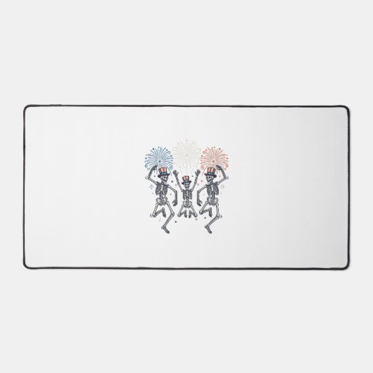 Patriotisches Tanzendes Skelett Feuerwerk Vintage- Schreibtischunterlage (Vorderseite)