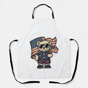 Patriotisches Teddybär-Vintage-Gravur-Shirt-Design Schürze