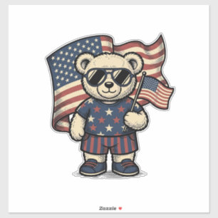 Patriotisches Teddybär-Vintage-Stickerei-Shirt-Des Aufkleber