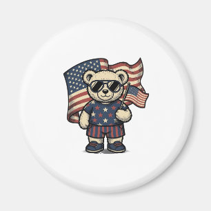 Patriotisches Teddybär-Vintage-Stickerei-Shirt-Des Magnet