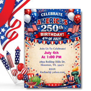 Patriotisches Thema 250. Amerikas 250. Grillfest Einladung