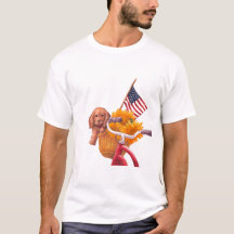 Patriotisches Thema mit Welpe, Flagge und Sonnenbl