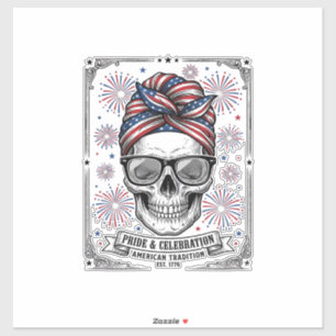 Patriotisches Totenkopf-Feuerwerk Vintage-Stickere Aufkleber