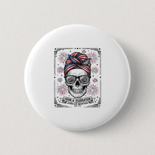 Patriotisches Totenkopf-Feuerwerk Vintage-Stickere Button