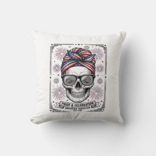 Patriotisches Totenkopf-Feuerwerk Vintage-Stickere Kissen
