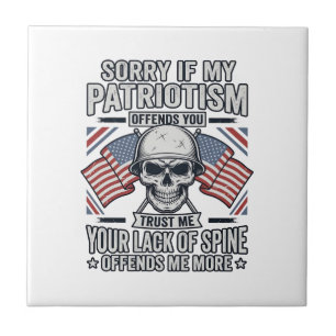 Patriotisches Totenkopf-Vintage-Stich-Zitat-Vektor Fliese