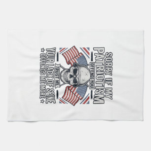Patriotisches Totenkopf-Vintage-Stich-Zitat-Vektor Geschirrtuch
