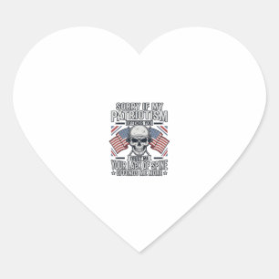 Patriotisches Totenkopf-Vintage-Stich-Zitat-Vektor Herz-Aufkleber