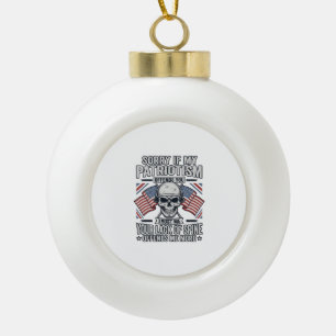 Patriotisches Totenkopf-Vintage-Stich-Zitat-Vektor Keramik Kugel-Ornament