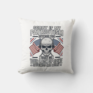 Patriotisches Totenkopf-Vintage-Stich-Zitat-Vektor Kissen
