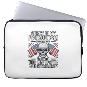 Patriotisches Totenkopf-Vintage-Stich-Zitat-Vektor Laptopschutzhülle