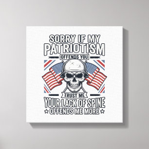 Patriotisches Totenkopf-Vintage-Stich-Zitat-Vektor Leinwanddruck