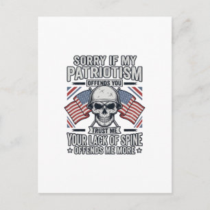 Patriotisches Totenkopf-Vintage-Stich-Zitat-Vektor Postkarte