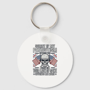 Patriotisches Totenkopf-Vintage-Stich-Zitat-Vektor Schlüsselanhänger