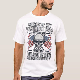 Patriotisches Totenkopf-Vintage-Stich-Zitat-Vektor T-Shirt