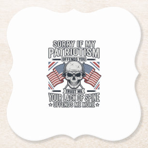 Patriotisches Totenkopf-Vintage-Stich-Zitat-Vektor Untersetzer